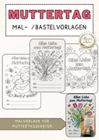 Vorschau - Mal- und Bastelvorlagen - Malvorlagen für Muttertagskarten - editierbar - Seite 1