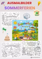 Vorschau - Mal- und Bastelvorlagen - Ausmalbilder Sommerferien - Deckblatt