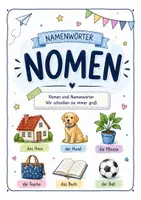 Vorschau - Arbeitsblätter - Nomen Klasse 2/3 - Arbeitsblätter, Wimmelbild und Ausmalbild - Deckblatt