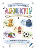 Vorschau - Arbeitsblätter - Adjektive Klasse 2/3 - Arbeitsblätter, Wimmelbild, Ausmalbild - Deckblatt