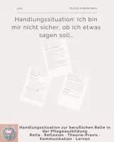 Vorschau - Arbeitsblätter - Handlungssituation zur beruflichen Rolle in der Pflegeausbildung - Deckblatt