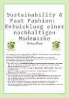 Vorschau - Arbeitsblätter - Consumerism: Entwicklung "sustainable fashion brand" - Deckblatt