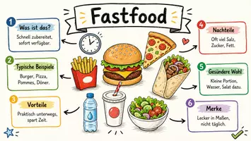 Vorschau - Arbeitsblätter - Lernposter + Arbeitsblätter zum Thema "Fastfood" (Lückentext, Hörverstehen) + Lösung & MP3 + Mindmap + Infografik - Seite 2