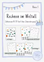 Vorschau - Arbeitsblätter - Rechnen bis 20 (Weltall) - Zahlenraum 10 und Zahlenraum 20 (mit/ohne Zehnerübergang) - Deckblatt