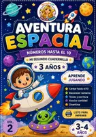 Vista previa - Unidades / Secuencias / Situaciones de Aprendizaje - Aventura espacial Vol.2. Cuadernillos infantiles, números, trazos y lógica. 3-4 años - Portada