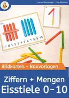 Vorschau - Bildkarten - Ziffern & Mengen bis 10 mit Eisstielen – Bildkarten & Bauvorlagen für Mathe, Feinmotorik & Anfangsunterricht - Deckblatt
