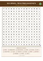 Vorschau - Arbeitsblätter - Suchsel: Weltreligionen – Wortsuchrätsel | Religion Klasse 5–6 - Deckblatt