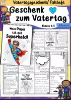 Vorschau - Arbeitsblätter - Geschenk Vatertag Faltheft 1. 2. 3. 4. 5. Klasse Vatertagsgeschenk basteln schreiben - Deckblatt