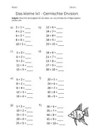 Vorschau - Arbeitsblätter - Gemischte Division Mathe Einmalseins kostenlos T1 - Seite 1