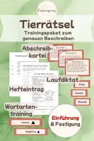 Vorschau - Stundenentwürfe - Tier-Rätsel schreiben | Hefteinträge, Arbeitsblätter & Abschreibkarten - Deckblatt