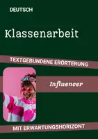 Vorschau - Arbeitsblätter - Klassenarbeit Deutsch Klasse 9/10: Erörterung – Regeln für Influencer-Marketing - Deckblatt