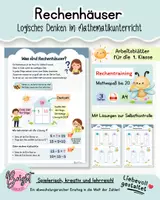 Vorschau - Arbeitsblätter - Zahlenhäuser bis 20: Rechenhäuser lernen (inkl. Erklärung). - Deckblatt