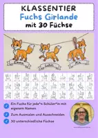 Vorschau - Poster - Klassentier Girlande "Fuchs" für die Fuchsklasse, zum Ausmalen - Deckblatt