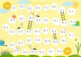 Vorschau - Spiele - Rechenspiele ZR 20 Subtraktion Frühling, 3-fach differenziert! mit und ohne Zehnerübergang - Seite 2