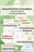 Vorschau - Stundenentwürfe - Roter Faden für Geschichten | Erlebniserzählung | Arbeitsblätter, Hefteinträge & Schreibanlässe - Deckblatt