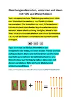 Vorschau - Arbeitsblätter - Gleichungen mit Streichhölzern erstellen, umformen und lösen - Deckblatt