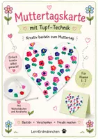 Vorschau - Mal- und Bastelvorlagen - Muttertagskarte basteln 💐 | Drucken mit Wattestäbchen - Deckblatt