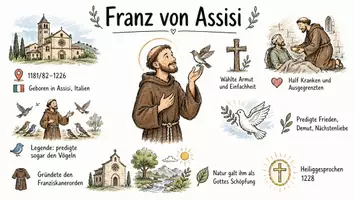 Vorschau - Arbeitsblätter - Lernposter + AB mit Fragen zum Thema "Franz von Assisi" + Lösungsblatt + Mindmap + Infografik - Seite 2