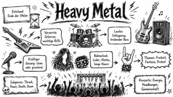 Vorschau - Arbeitsblätter - Arbeitsblatt "Heavy Metal" + Onlineübung & MP3 + Mindmap + Infografik - Seite 1