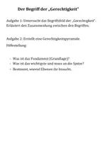 Vorschau - Arbeitsblätter - Gerechtigkeitspyramide - Begriffsbestimmung ,Gerechtigkeit' - Deckblatt
