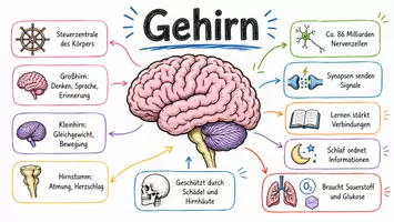Vorschau - Arbeitsblätter - AB mit Fragen zum Thema "Gehirn" + Lösungsblatt + Infografik - Seite 1