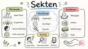Vorschau - Arbeitsblätter - Lernposter + Arbeitsblätter zum Thema "Sekte" + Lösung & Fragen & MP3 + Mindmap + Infografiken - Seite 2