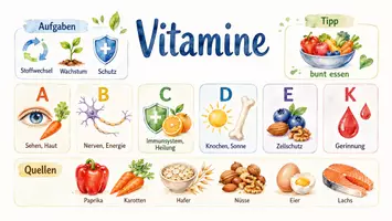 Vorschau - Arbeitsblätter - AB mit Fragen zum Thema "Vitamine" + Lösungsblatt + Mindmap + Infografik - Seite 1