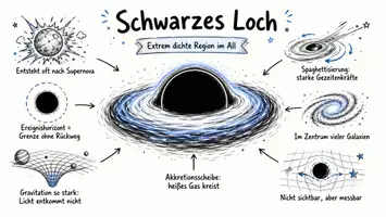 Vorschau - Arbeitsblätter - AB mit Fragen zum Thema "Schwarze Löcher" + Lösungsblatt + Mindmap + Infografik - Seite 1
