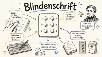 Vorschau - Arbeitsblätter - Lernposter + Arbeitsblätter zum Thema "Blindenschrift" + Lösung & MP3 + Mindmap + Infografik - Seite 2