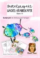 Vorschau - Mal- und Bastelvorlagen - Wackel-Krabbelkäfer basteln – 3D Käfer mit Pfeifenputzern (Kunstprojekt Klasse 1, 2, 3, 4 mit Anleitung & Vorlagen) #kreativimsommer - Deckblatt