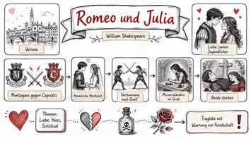 Vorschau - Arbeitsblätter - Lernposter + AB mit Fragen zum Thema "Romeo und Julia" + Lösungsblatt + Mindmap + Infografik - Seite 2