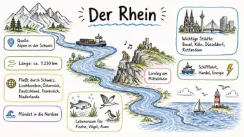 Vorschau - Arbeitsblätter - Lernposter + Arbeitsblätter zum Thema "Rhein" + Lösung & MP3 + Mindmap + Infografik - Seite 2