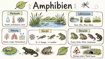Vorschau - Arbeitsblätter - Arbeitsblatt zum Thema "Amphibien" + Onlineübung & MP3 + Mindmap + Infografik - Seite 1