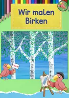 Vorschau - Mal- und Bastelvorlagen - Kunst Frühling, Birken malen, Grundschule - Deckblatt