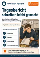 Vorschau - Arbeitsblätter - Tagesbericht schreiben leicht gemacht | Praktikum-Lernsituation mit Aufgaben & Differenzierung - Deckblatt