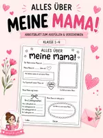 Vorschau - Arbeitsblätter - Muttertag Arbeitsblatt Grundschule (Klasse 1–4) | Vorlage zum Ausfüllen & Ausdrucken | PDF - Deckblatt