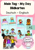 Vorschau - Fördermaterial/Inklusion - DaZ / Englisch - Mein Tag / My day - Bildkarten / Flashcards - Verben - Freizeit (A1) - Deckblatt