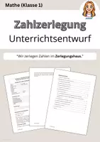 Vorschau - Stundenentwürfe - Unterrichtsentwurf Mathe Zahlzerlegung - Deckblatt