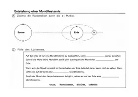 Vorschau - Arbeitsblätter - Mondfinsternis - Arbeitsblatt mit Lösung - Deckblatt
