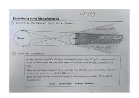 Vorschau - Arbeitsblätter - Mondfinsternis - Arbeitsblatt mit Lösung - Seite 1