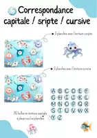 Aperçu - Jeux - Correspondance capitale sripte cursive, Océan - Page 1