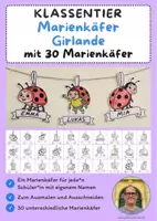 Vorschau - Mal- und Bastelvorlagen - Klassentier Girlande "Marienkäfer" für die Marienkäferklasse, zum Ausmalen - Deckblatt
