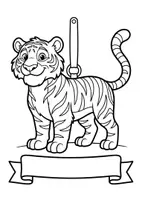 Vorschau - Mal- und Bastelvorlagen - Klassentier Girlande "Tiger" für die Tigerklasse, zum Ausmalen - Seite 1