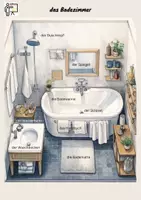 Vorschau - Arbeitsblätter - das Badezimmer die Toilette Niveau A1 - B1 - Seite 1