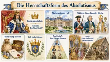 Vorschau - Arbeitsblätter - Lernposter + Arbeitsblätter zum Thema "Die Herrschaftsform des Absolutismus" + Lösung & MP3 + Mindmap + Infografik - Seite 2
