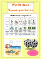 Vorschau - Stundenentwürfe - Eine Sommergeschichte würfeln - Kreatives Schreiben - Würfelgeschichte - Deckblatt