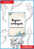Vorschau - Mal- und Bastelvorlagen - Sommer Kunstprojekt: Ozeantiere in Action - Wasserfarben-Kunst für Herbst & Schulstart | Kunst Klasse 3, 4, 5, 6 | Ideal für Vertretungsstunden & fachfremden Kunstunterricht - Seite 2