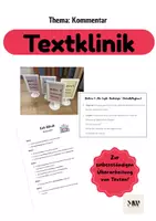 Vorschau - Arbeitsblätter - Kommentar: Textüberarbeitung mithilfe der Textklinik - Deckblatt