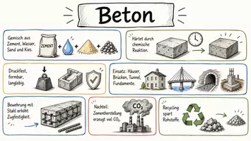 Vorschau - Arbeitsblätter - Arbeitsblatt zum Thema "Beton" + Onlineübung & MP3 + Mindmap + Infografik - Seite 1