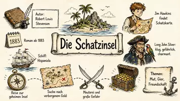 Vorschau - Arbeitsblätter - Lernposter + AB mit Fragen zum Thema "Die Schatzinsel" + Lösungsblatt + Mindmap + Infografik - Seite 2